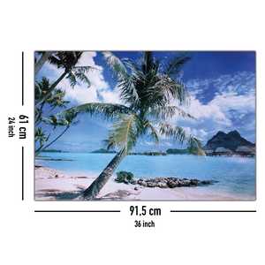 Affiche de plage de l'île de Bora Bora sur toile encadrée noire, art mural - Product Image 2