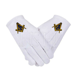 Gants maçonniques personnalisés taille libre gants maçonniques en coton blanc fait logo maçonnique en métal pour gants - Product Image 3