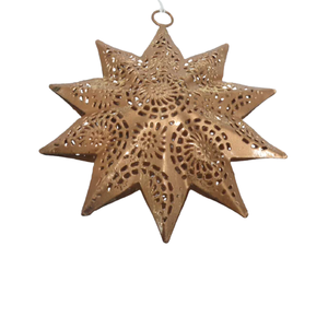 Ensemble de 3 étoiles en métal et fer suspendues en feuille de cuivre pour la décoration intérieure faite à la main. - Product Image 6