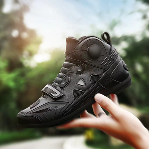 Chaussures de moto en cuir respirantes unisexes personnalisées, chaussures de vélo de route à fermeture automatique, chaussures de vélo de montagne, logo personnalisé - Product Image 6