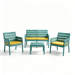 Juego de Muebles de Patio Modernos para Exteriores, Fabricados en PP con Tratamiento UV, Cojines Impermeables, Capacidad de Carga Máxima de 150 kg, Juego de Conversación para Jardín - Product Image 4