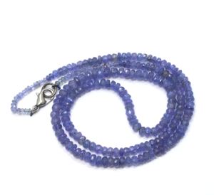 Pierres précieuses de tanzanite naturelle 2.5X4MM perles en forme de rondelle à facettes 18 ''pouces de longueur pour la fabrication de bijoux perles de collier - Product Image 3