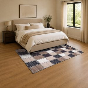 Tapis de salon multicolores neutres à motifs de designer, imprimés numériquement, lavables en machine, en chenille, antidérapants, vente en gros RUGS DEPOT LXDP-0907 - Product Image 3