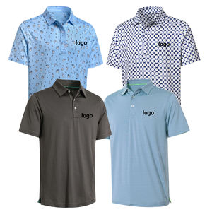 Camisa de golf de manga corta personalizada para hombre, tejido de lona con estampado informal y sudor húmedo - Product Image 1