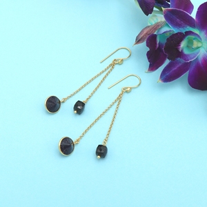 ต่างหูแบบห้อยทำด้วยมือทำจากทองเหลืองชุบทอง18K อินเดียเครื่องประดับสำหรับงานแต่งงานที่ทันสมัยสำหรับผู้หญิง | - Product Image 2