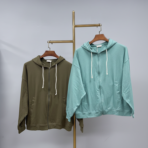SUHE WS1511 Nouveaux ensembles de survêtements deux pièces en modal pour femmes, à capuche, manches longues, tricoté uni, tenue décontractée, taille élastique - Product Image 5