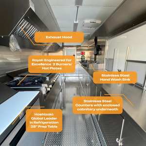 Camión de comida móvil totalmente equipado con quemadores de gas Freidoras eléctricas Refrigeración y suministro de agua para uso en catering - Product Image 6