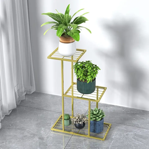 Adiba décor à la maison industriel moderne jardinière support coloré or métal fleur support pour intérieur extérieur décor à la maison jour de la terre en laiton - Product Image 6