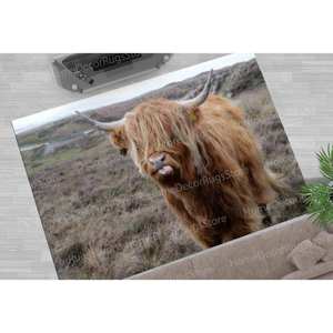 Alfombra Estampada - Diseño Único de Ganado, Regalo, Animal, Alfombra de Pasillo, Entrada, Casa de Campo, Personalizada, con Cuernos, Antideslizante, Alfombra Delgada No Tejida - Product Image 5