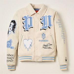 Custom Autumn Winter Heavy Embroidered Chenille Patches Logo Leather Sleeves Wool Letterman <b>Baseball</b> College Varsity <b>Jackets</b> - Product Image 1