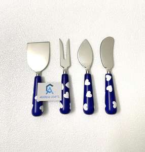 Ensemble de couverts à fromage de qualité unique en acier inoxydable avec manche en résine, 4 pièces, passe au lave-vaisselle, logo personnalisé, outils à fromage - Product Image 2