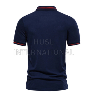Camiseta Polo de Algodón para Hombre, Estilo Casual Urbano, Manga Corta, con Bordado y Serigrafía, Ligera, de Color Sólido - Product Image 3