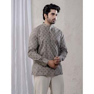 100% Cotton Printed Casual Short <b>Kurta</b> for <b>Men</b> <b>Men's</b> Floral Pattern Casual Shirt with Full Sleeves Poplin Fabric Breathable - Product Image 4