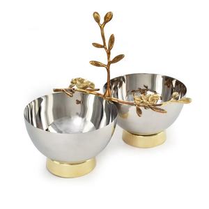 BOL MARTELLÉ DE SERVICE DÉCORATIF DE LUXE AVEC PLATEAU EN MÉTAL POLI AVEC POIGNÉE EN LAITON DESIGNER Bols de service à fruits secs DÉCOR - Product Image 4