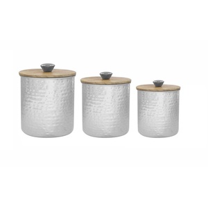 Juego de botes de Metal de lujo de tres cajas de almacenamiento de diseñador hechas a mano forma redonda alta calidad lujo nuevo bote de cocina de Metal - Product Image 1