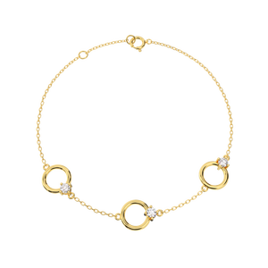 สร้อยข้อมือชุบทองสีเหลือง10K สไตล์วินเทจรูปทรงกลมประดับด้วยหิน CZ สำหรับเป็นของขวัญหรืองานปาร์ตี้ผลิตในเวียดนาม - Product Image 2