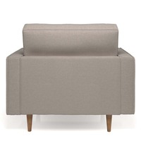 Fauteuil individuel carré en similicuir premium avec revêtement en tissu, design moderne du milieu du siècle