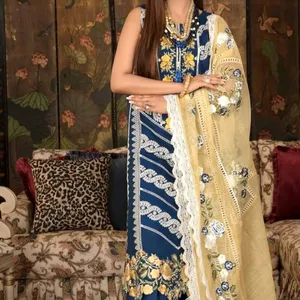 Indian & Pakistani Kleding Vrouwen Salwar Kameez Shalwar Eid Jurk Kurti 3-delige Gazonpakken Trouwjurken Kurti Kurta