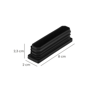 Rectangular Plastic End Cap for Interior. Black. 80x20 mm. Bag of 100 Units. - Product Image 2