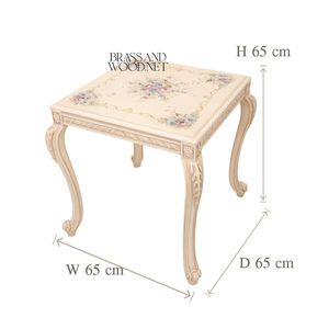 Mesa Auxiliar Cuadrada de Lujo con Arte Floral Pintado a Mano y Patas Cabriole Talladas con Detalles Ornamentales para una Decoración Elegante en el Rincón del Hogar - Product Image 5