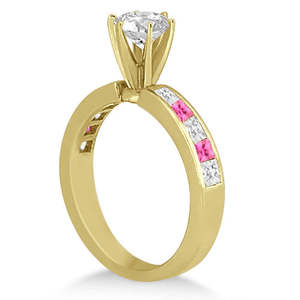 Conjunto de Joyería Fina de Oro Amarillo de 14k con Zafiro Rosa Talla Esmeralda y Diamante de 1.30ct - Product Image 1