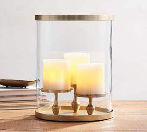 Modern Design Handmade Aluminum Leaf <b>Taper</b> <b>Candle</b> Holder with Gold Plated Glass Votive Customized Logo for Christmas - Product Image 4