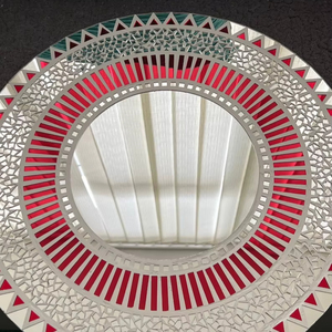 Ansley Modern Luxury Handmade Eco-Friendly Round Wall <b>Mirror</b> <b>Mosaic</b> Glass Decorative Accent for Weddings and Home Decor - Product Image 1