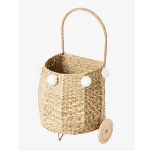 Best selling New Rattan Trolley Children's Room Decoration rattan luggage trolley Water hyacinth trolley for kids handmade