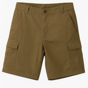 กางเกงขาสั้นคาร์โก้ของผู้ชายแบบผ้าทอลายทแยงดีไซน์ตามสั่งพร้อมกระดุมตกแต่งลายพื้นสำหรับฤดูร้อน - Product Image 1