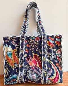 Sac à provisions fait main en coton indien matelassé pour femmes Sac à main de style bohème imprimé floral pour l'été Style décontracté - Product Image 2