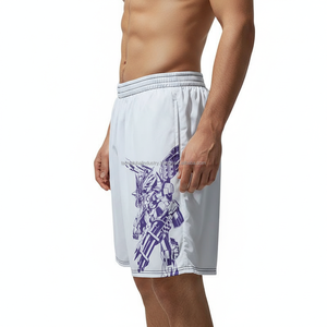 กางเกงขาสั้นตาข่ายผู้ชายขายส่ง น้ำหนักเบา รับผลิตตามแบบ OEM ลายเปลวไฟสีน้ำเงิน รุ่นซัมเมอร์ 2026 กางเกงกีฬาออกกำลังกาย - Product Image 3