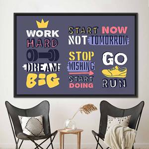 Toile imprimée : Décoration murale avec citation « Work Hard Quote Art for Success », 1P : encadré noir - Product Image 1