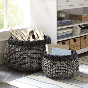 ตะกร้าเก็บน้ำผักตบชวาธรรมชาติเป็นมิตรต่อสิ่งแวดล้อมทำขึ้นสำหรับจัดระเบียบพื้นที่ใช้สอยขายส่งผู้ผลิตปรับแต่งได้ - Product Image 1