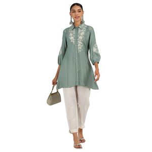 Trendmalls Femme Art Soie Broderie Kurta Style Ethnique pour Femme R99 - Product Image 1