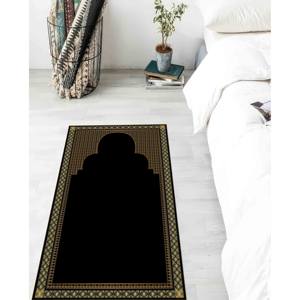 Alfombra de Oración Marrón y Dorada: Tapete Islámico para Adoración, Lavable a Máquina, con Pelo Suave - Product Image 4