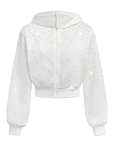 Último diseño cómodo largo mujer casual diamantes de imitación Sudadera con capucha talla grande invierno estampado ropa Mejor Precio venta en línea - Product Image 3