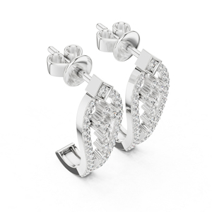 Pendientes de Uso Diario para Mujer en Oro Amarillo de 14K con Diamantes de Corte Redondo, Minimalistas, de Lujo, Certificados, Elegantes para Oficina - Product Image 2