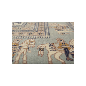 Tapis en laine noués à la main Kiaan, grande surface, couleur ivoire, motif géométrique PAEM-1190, pour la décoration de la maison, du salon et du couloir - Product Image 3