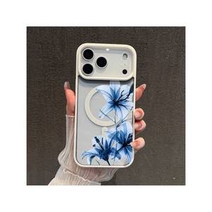 เคสโทรศัพท์ใสแบบวงแหวนแม่เหล็กพิมพ์ลายดอกลิลลี่สีน้ำเงินรุ่นใหม่ สำหรับ 17/16/15/14/13/12 Pro Max PMMA - Product Image 3