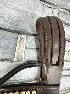 Caballo Tamaño completo Anatómico Acolchado Cavesson Brida-Brown-F Acolchado Comfort Brida Diamante Tamaño Full-Shetty Turquesa - Product Image 4