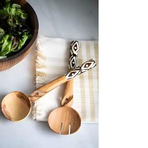 Elegant High Quality Wooden <b>Salad</b> <b>Tools</b> Server Set Eco-Friendly Dishwasher Safe Metal & Wood for Home & Restaurant Use - Product Image 1