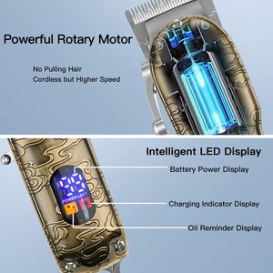 Tondeuse professionnelle sans fil pour hommes, kit de coupe de cheveux avec lames en acier inoxydable, tondeuse à barbe T-Blade, ensemble de coupe de cheveux IPX7 - Product Image 3
