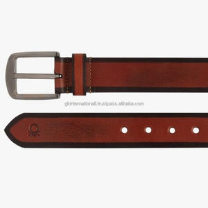 Cinturón informal de cuero de diseño personalizado de doble tono real para unisex en todos los tamaños personalizados y elegante hebilla de latón niquelado - Product Image 3