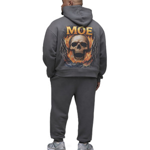 Heavyweight Cotton Fleece Men Hoodie with Oversized Fit Gothic Artwork Print MOE Custom Streetwear <b>Sweatshirt</b> OEM - Product Image 2