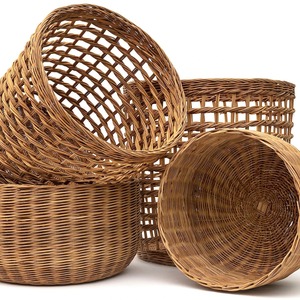 Cesta redonda rústica de ratán, cestas de almacenamiento hechas a mano, ratán natural, modernas, multifuncionales, hechas en Vietnam - Product Image 4