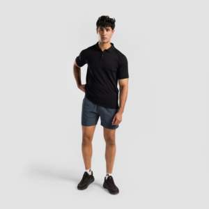Tissu Prime 100% Polyester Spandex pour Polo Respirant Noir Taille XL Broderie Couleur Unie Technique Foncée pour Short de Golf - Product Image 4