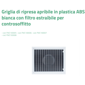 Rejilla de entrada de aire de plástico ABS blanca abrible Tecnosystemi para filtro de CA extraíble, rejillas para techos falsos y registros de productos - Product Image 5