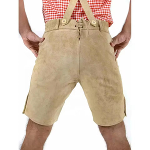Pantalones cortos tradicionales de Lederhosen para hombre, gamuza sintética con tirantes, detalle bordado para reuniones patrimoniales y festivales de cerveza - Product Image 2