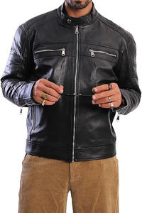 Chaqueta de Motero de Piel de Vaca para Hombre, Estilo Urbano, de Secado Rápido, Transpirable, con Logotipo OEM Personalizado, de Alta Calidad, Negra, para Invierno, Venta al Por Mayor - Product Image 5