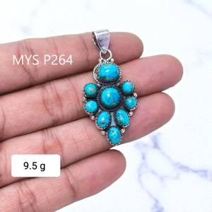 จี้เงินแท้ 925 ขายส่ง เครื่องประดับเงินแท้ และพลอยเทอร์ควอยซ์สีน้ำเงินทองแดง ของขวัญสำหรับเธอในวันครบรอบ - Product Image 1